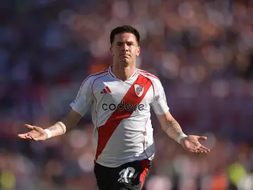 Franco Mastantuono, en un partido con River Plate Franco Mastantuono, en un partido con River Plate