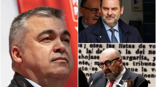 Santos Cerdán, junto a José Luis Ábalos y Koldo García Santos Cerdán, junto a José Luis Ábalos y Koldo García