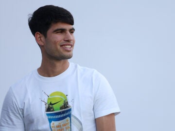 Carlos Alcaraz a su llegada al torneo de Queen's