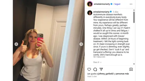 Erin Moriarty sobre su enfermedad Erin Moriarty sobre su enfermedad