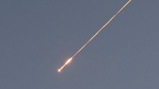  Un misil bal&iacute;stico en el cielo sobre Jerusal&eacute;n, Israel