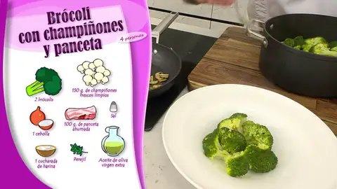 Ingredientes Brócoli con champiñones y panceta Ingredientes Brócoli con champiñones y panceta