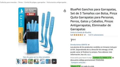 Gancho para quitar garrapatas Gancho para quitar garrapatas