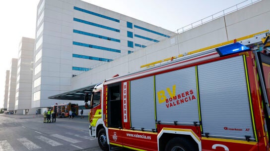 Incendio en el hospital La Fe de Valencia.