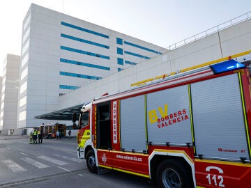 Incendio en el hospital La Fe de Valencia.