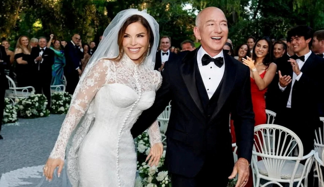 Lauren Sánchez y Jeff Bezos en su boda