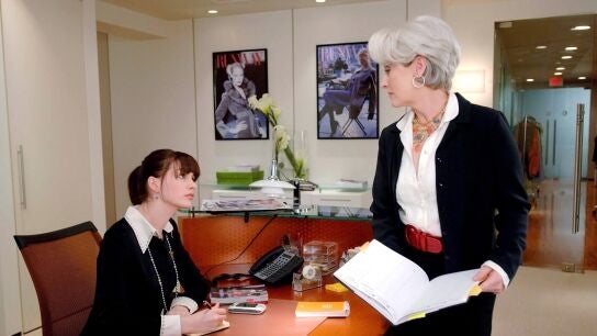 Anne Hathaway y Meryl Streep en El diablo viste de Prada en 2006