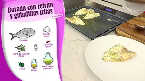 Ingredientes Dorada con refrito y guindillas fritas Ingredientes Dorada con refrito y guindillas fritas