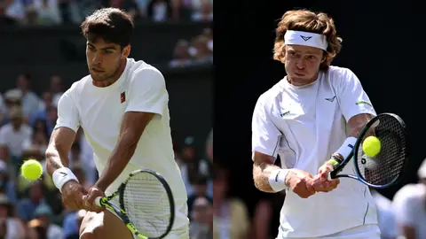 Carlos Alcaraz y Andrey Rublev, rivales en octavos de final de Wimbledon Carlos Alcaraz y Andrey Rublev, rivales en octavos de final de Wimbledon