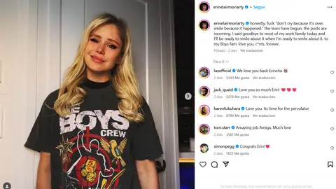 Erin Moriarty se despide de The Boys Erin Moriarty se despide de The Boys