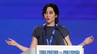 a presidenta de la Comunidad de Madrid, Isabel Díaz Ayuso, interviene en la sesión de clausura del XXI Congreso Nacional de la formación este domingo en Madrid. a presidenta de la Comunidad de Madrid, Isabel Díaz Ayuso, interviene en la sesión de clausura del XXI Congreso Nacional de la formación este domingo en Madrid.