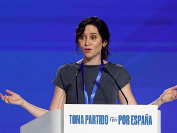 a presidenta de la Comunidad de Madrid, Isabel Díaz Ayuso, interviene en la sesión de clausura del XXI Congreso Nacional de la formación este domingo en Madrid. a presidenta de la Comunidad de Madrid, Isabel Díaz Ayuso, interviene en la sesión de clausura del XXI Congreso Nacional de la formación este domingo en Madrid.