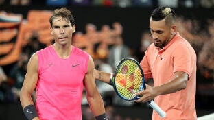 Nick Kyrgios y Rafa Nadal, en el Open de Australia 2020