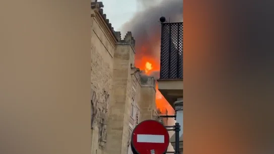 Incendio en la Mezquita Catedral de Córdoba: varias dotaciones de bomberos trabajan en la zona Incendio en la Mezquita Catedral de Córdoba: varias dotaciones de bomberos trabajan en la zona
