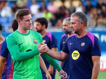 Ter Stegen y Hansi Flick en el Gamper Ter Stegen y Hansi Flick en el Gamper