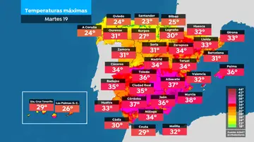 Mapa temperaturas martes Mapa temperaturas martes