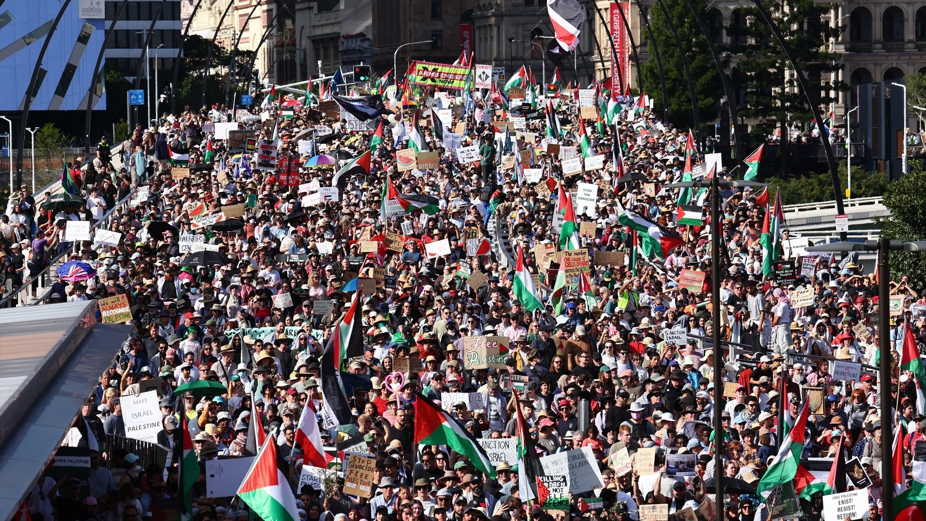 Miles de personas salen a la calle en Brisbane para mostrar su apoyo a Palestina Miles de personas salen a la calle en Brisbane para mostrar su apoyo a Palestina