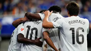 El Real Madrid celebrando un gol El Real Madrid celebrando un gol