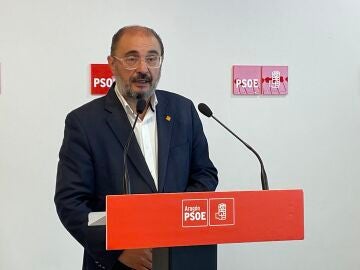 Imagen de Javier Lambán en una rueda de prensa