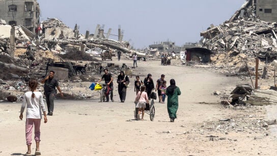 Edificios destruidos en la calle Saftawi, que separa Yabalia de la Ciudad de Gaza