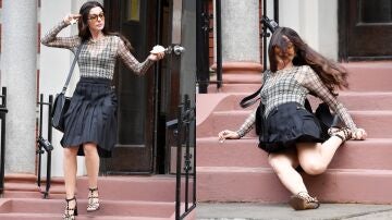 Anne Hathaway en el rodaje de El diablo viste de Prada 2