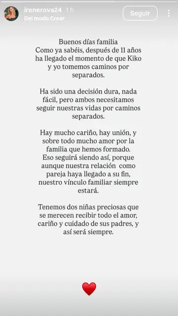 Comunicado de Irene Rosales sobre su ruptura con Kiko Rivera Comunicado de Irene Rosales sobre su ruptura con Kiko Rivera