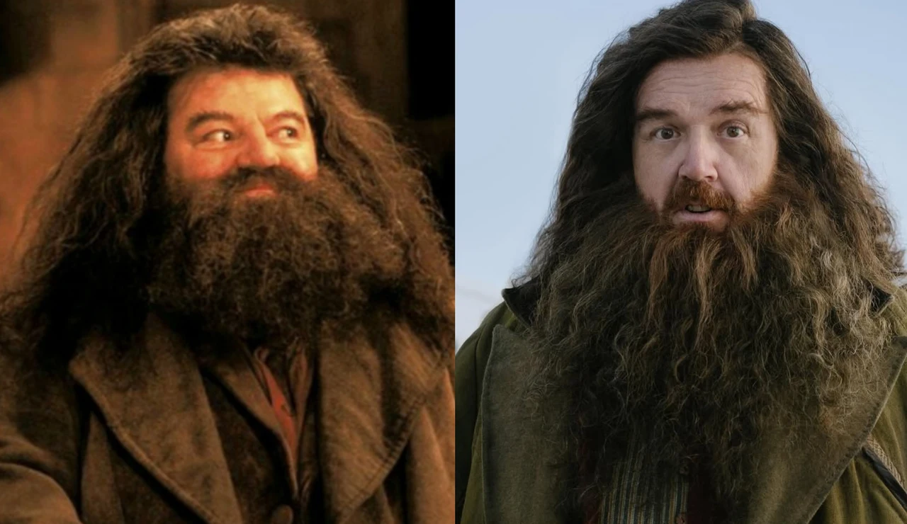 Robbie Coltrane y Nick Frost como Hagrid de Harry Potter