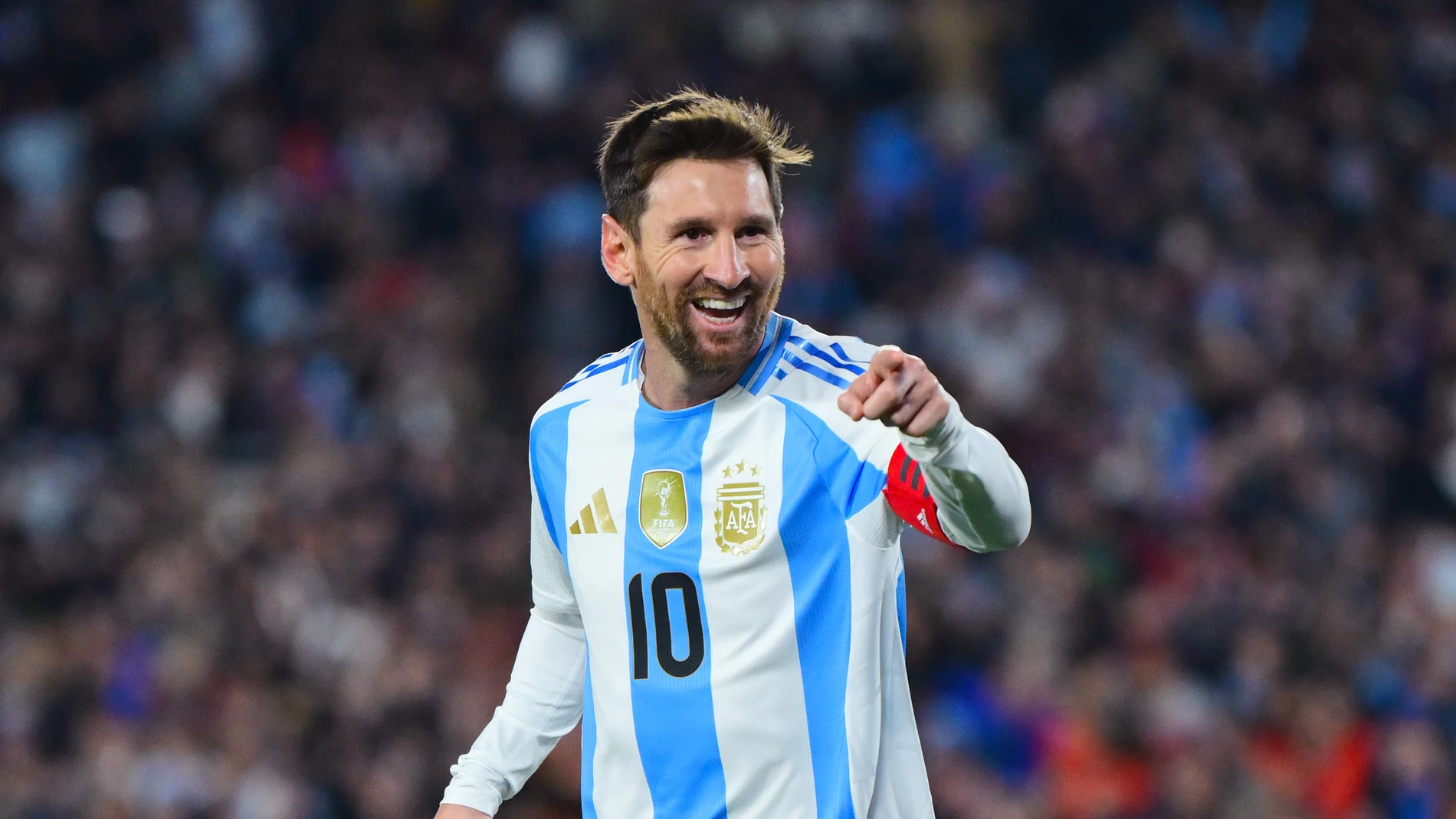 Leo Messi celebra su segundo a Venezuela Leo Messi celebra su segundo a Venezuela