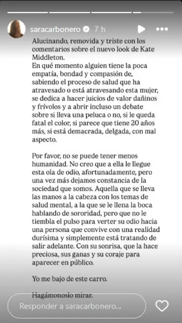 Sara Carbonero sobre la nueva imagen de Kate Middleton Sara Carbonero sobre la nueva imagen de Kate Middleton
