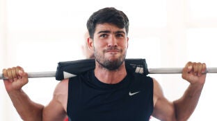 Alcaraz, ejercit&aacute;ndose antes del Cincinnati Open