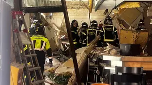 Imagen del bar en Vallecas tras la explosión Imagen del bar en Vallecas tras la explosión