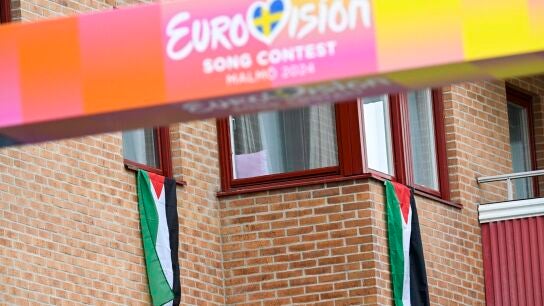 Banderas palestinas en el festival de Eurovisi&oacute;n de 2024