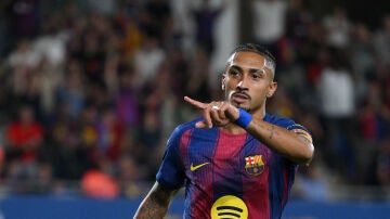 Raphinha en el último partido liguero ante el Valencia