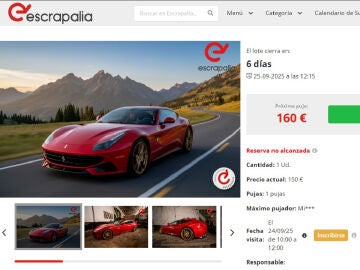 Captura de pantalla de la subasta