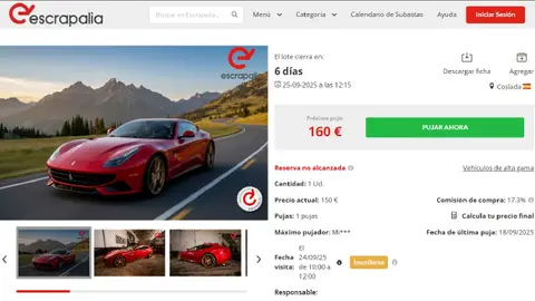 Captura de pantalla de la subasta Captura de pantalla de la subasta