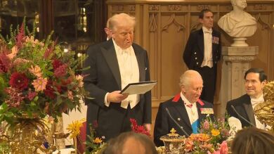 El chascarrillo de Donald Trump en la cena de gala junto al rey Carlos III y la reina Camila