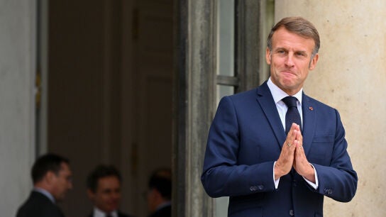 16 September 2025, France, Paris: French President Emmanuel Macron waits for European Council President Antonio Costa (not pictured) ahead of a working lunch at the Elysee Palace. Photo: Julien Mattia/Le Pictorium via ZUMA Press/dpaJulien Mattia/Le Pictorium via Z / DPA16/09/2025 ONLY FOR USE IN SPAIN