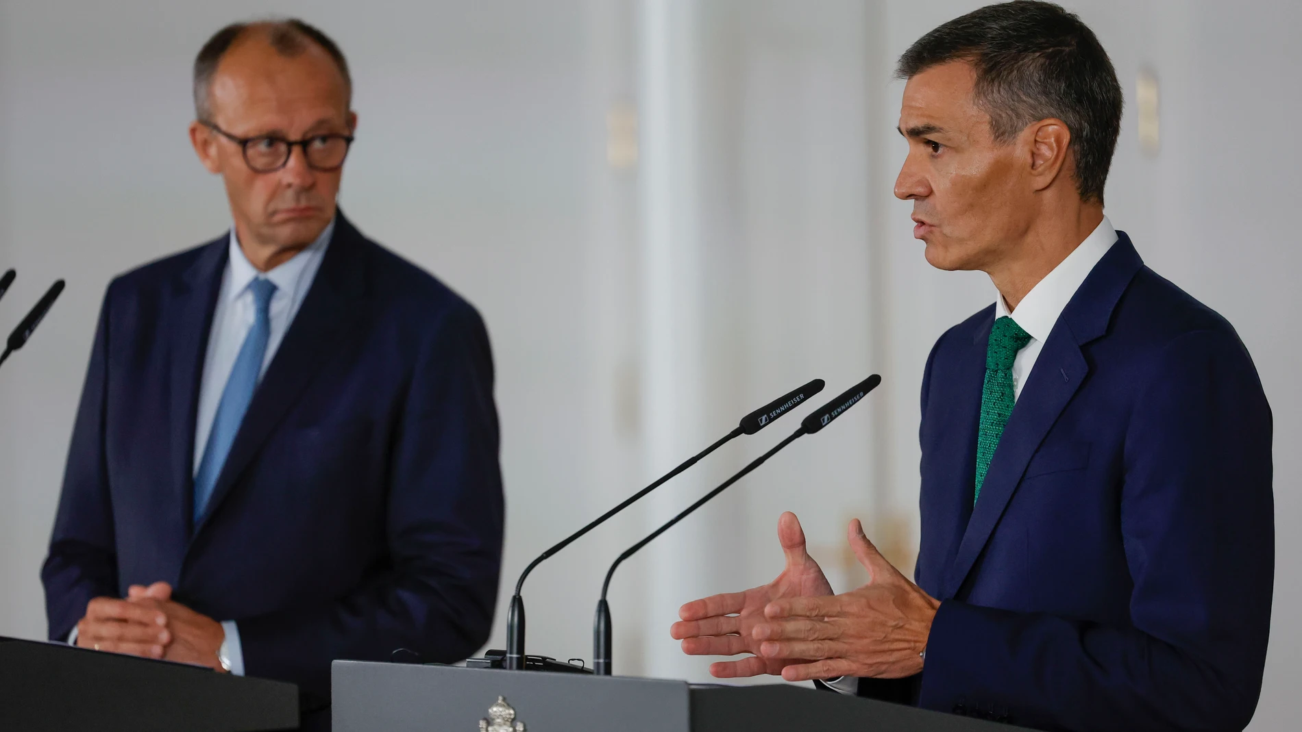 Pedro Sánchez y Friedrich Merz, canciller alemán Pedro Sánchez y Friedrich Merz, canciller alemán