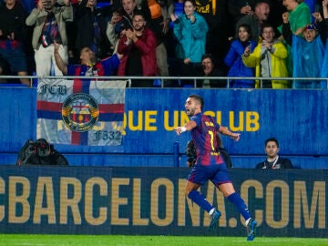 Ferran Torres celebra su gol ante el Getafe