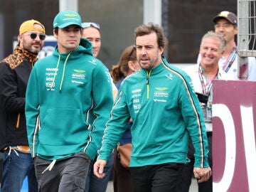 Lance Stroll y Fernando Alonso, en Bakú