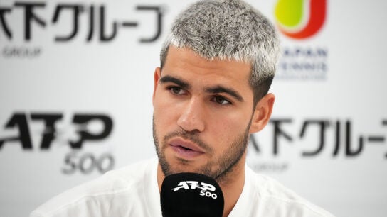Carlos Alcaraz, en la rueda de prensa en Tokio