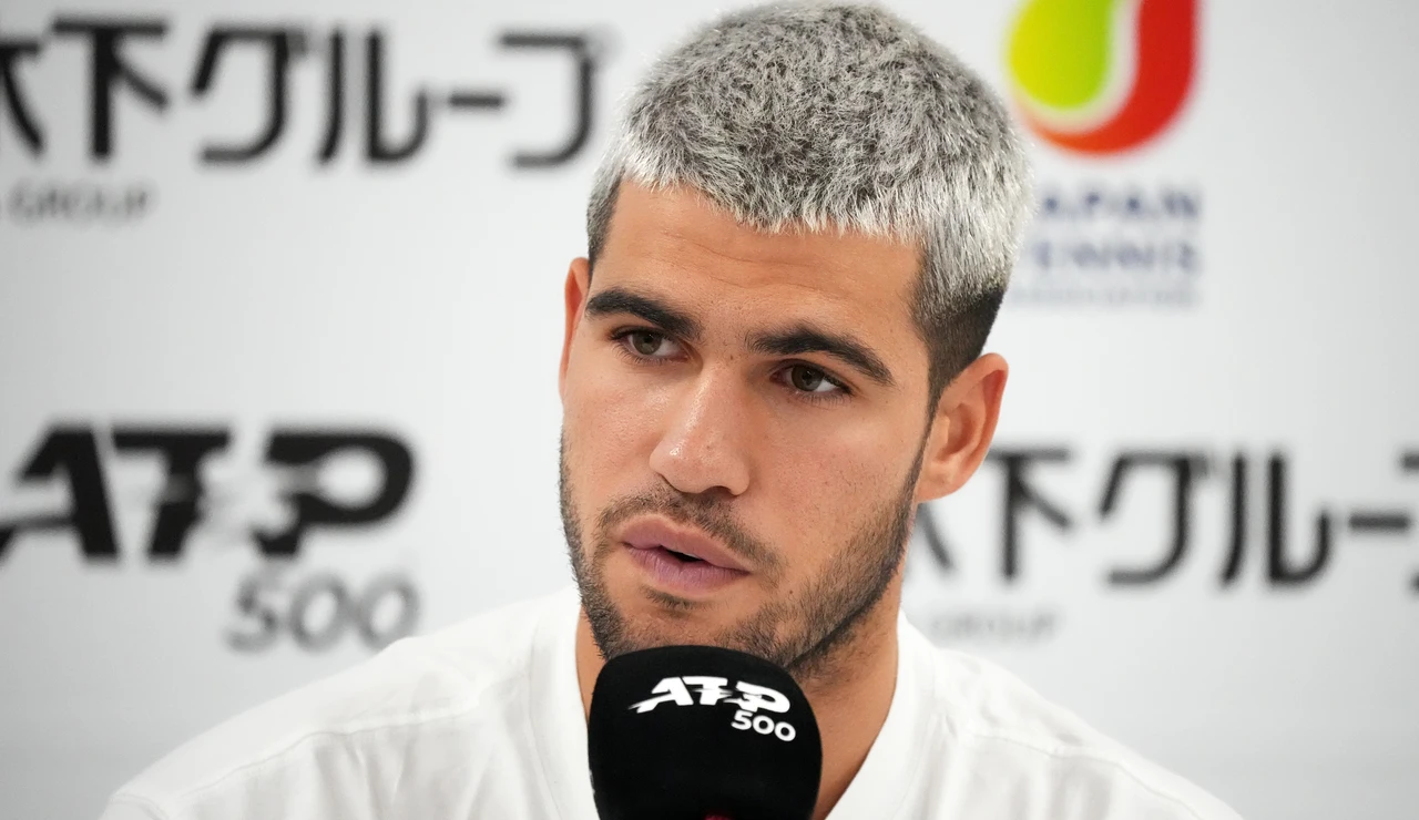 Carlos Alcaraz, en la rueda de prensa en Tokio