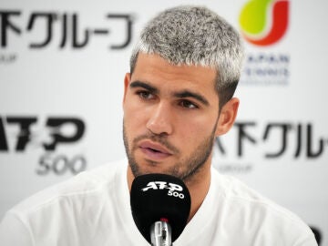 Carlos Alcaraz, en la rueda de prensa en Tokio
