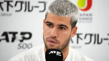 Carlos Alcaraz, en la rueda de prensa en Tokio Carlos Alcaraz, en la rueda de prensa en Tokio