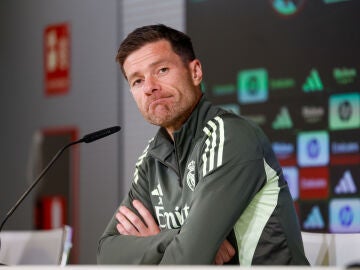 Xabi Alonso, en la rueda de prensa en Valdebebas
