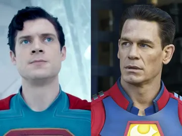 David Corenswet como Superman y John Cena como El Pacificador David Corenswet como Superman y John Cena como El Pacificador