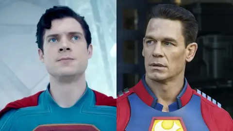 David Corenswet como Superman y John Cena como El Pacificador David Corenswet como Superman y John Cena como El Pacificador