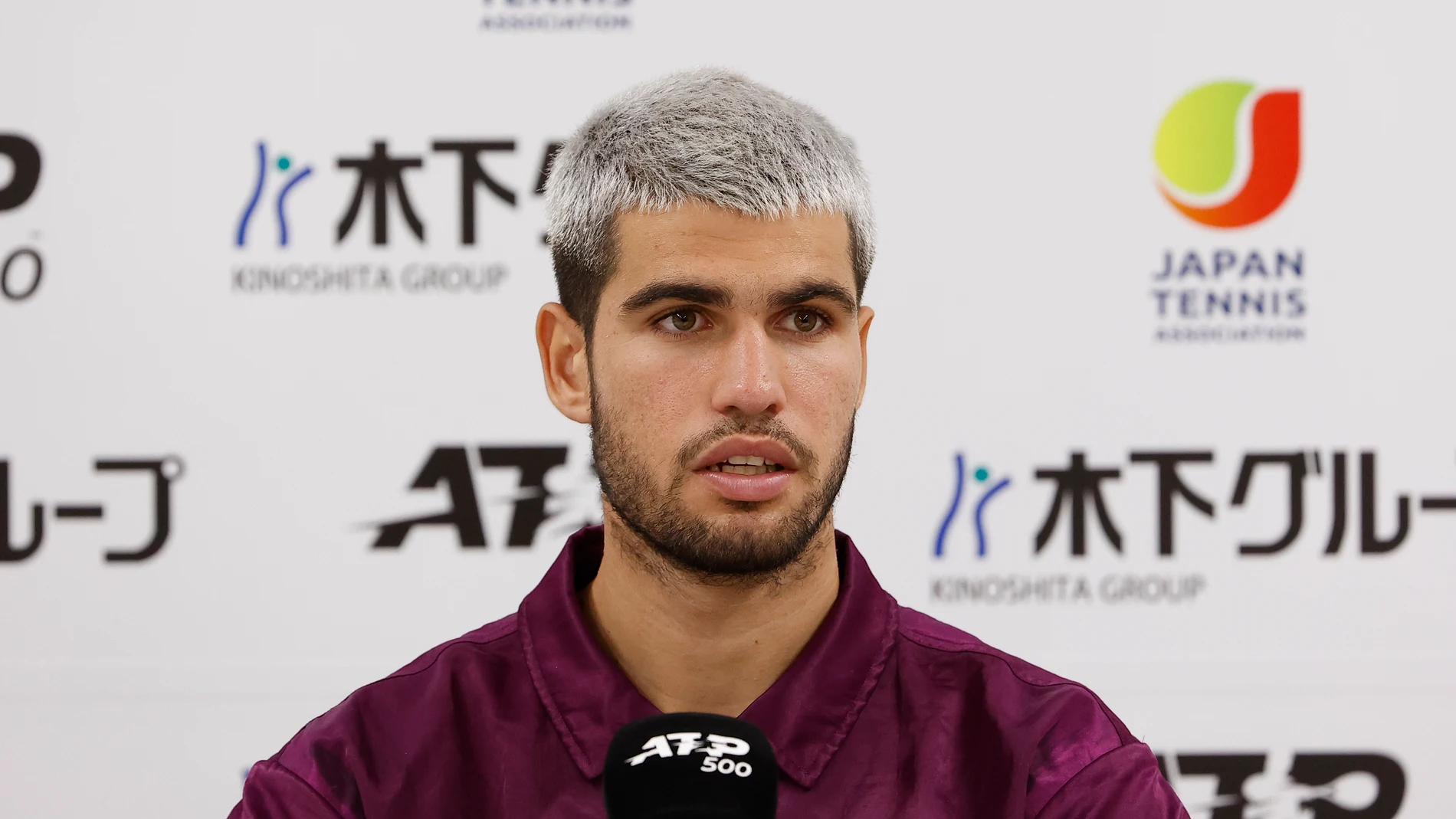 Carlos Alcaraz, en la rueda de prensa posterior a la semifinal ante Ruud Carlos Alcaraz, en la rueda de prensa posterior a la semifinal ante Ruud
