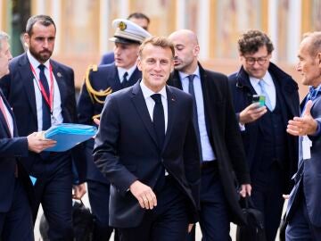 El presidente de Francia, Emmanuel Macron llega al Castillo de Christiansborg en Copenhague