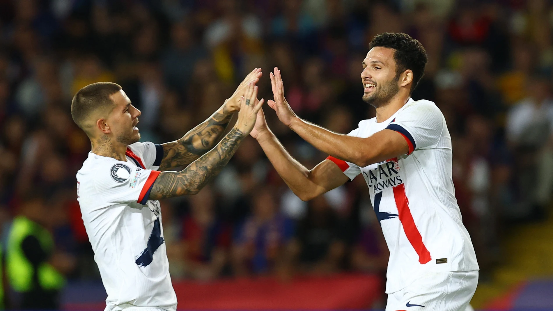 Goncalo Ramos celebra el segundo gol ante el Barcelona Goncalo Ramos celebra el segundo gol ante el Barcelona